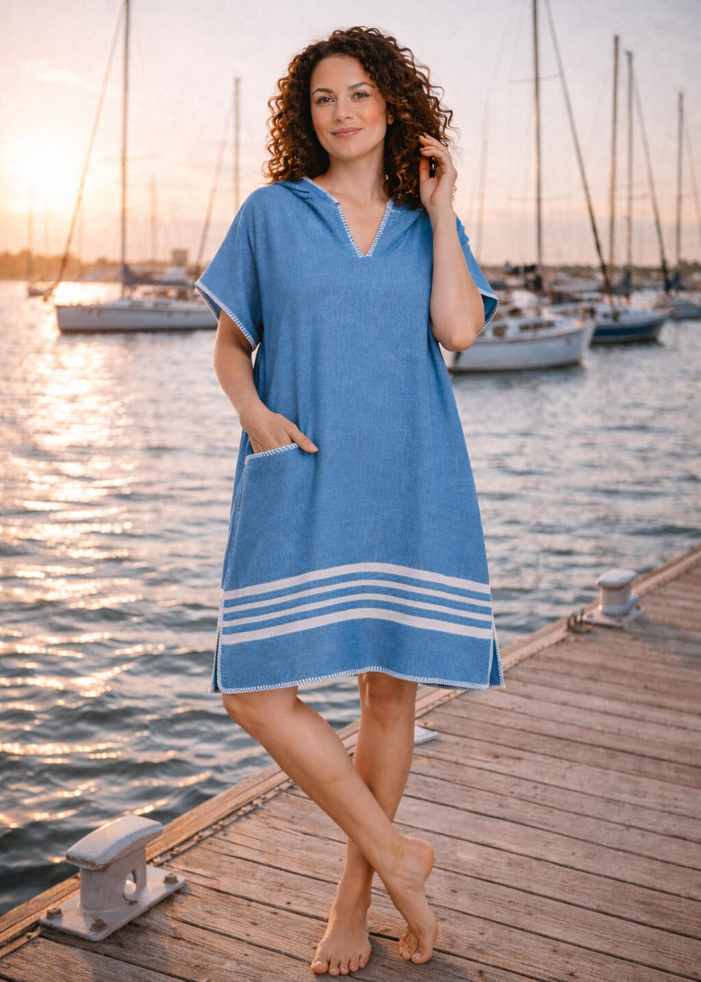Beach Cover Up, Poncho with Hood