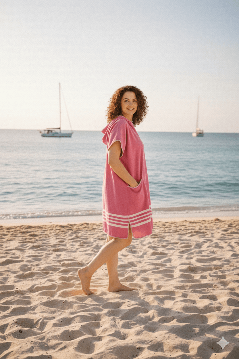 Beach Cover Up, Poncho with Hood