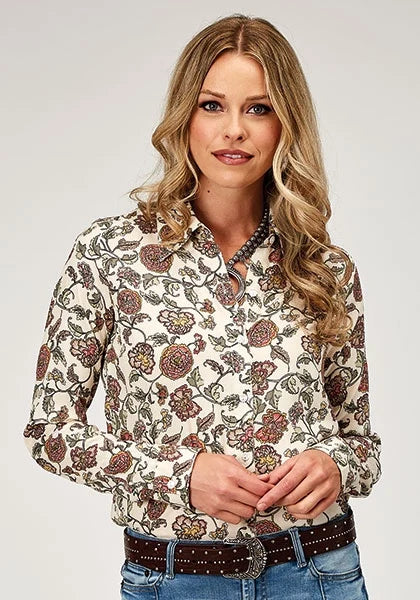 Roper 1977 Vintage Floral (Cream) - Women's Western Shirt