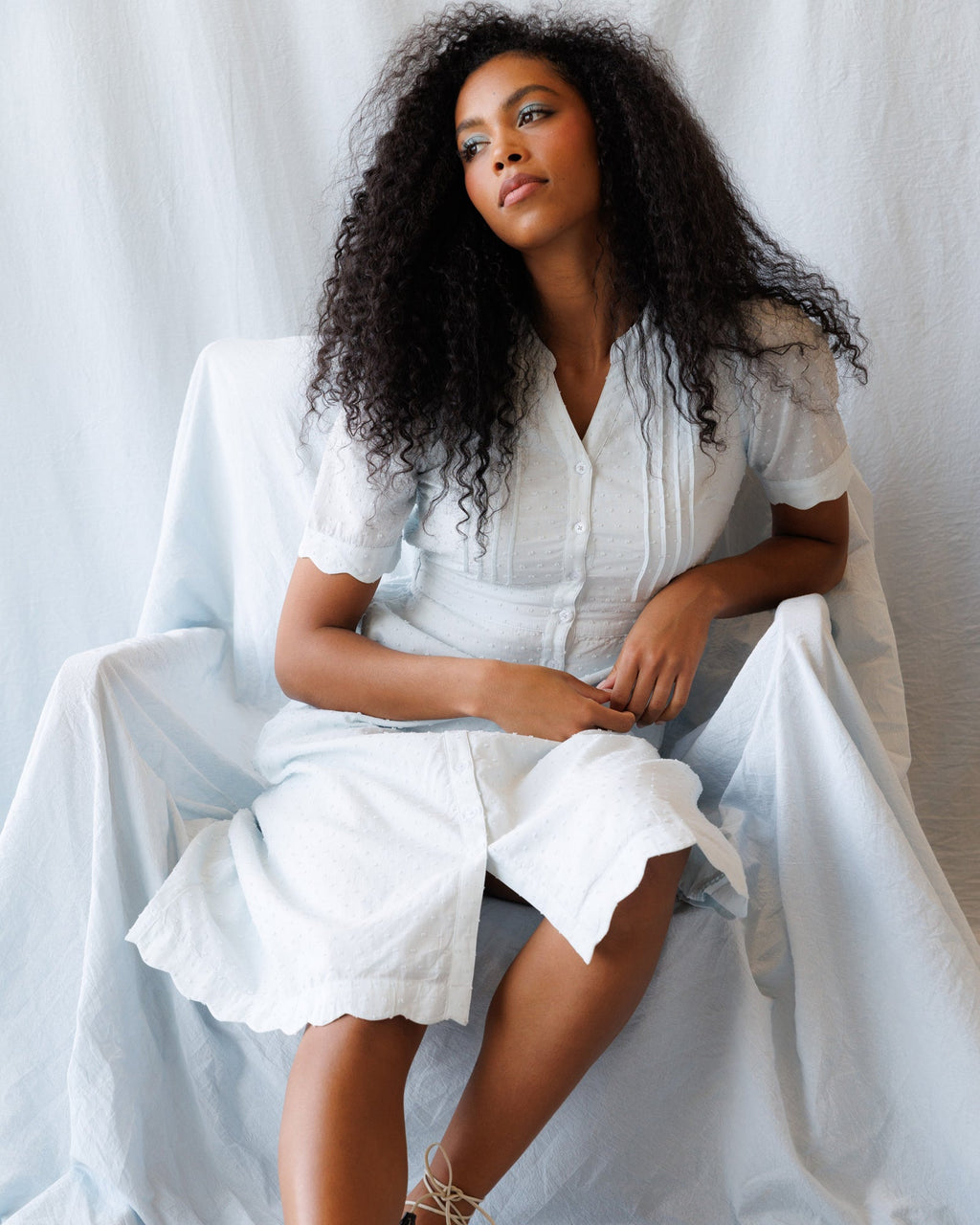 Swiss Dot Scallop Dress