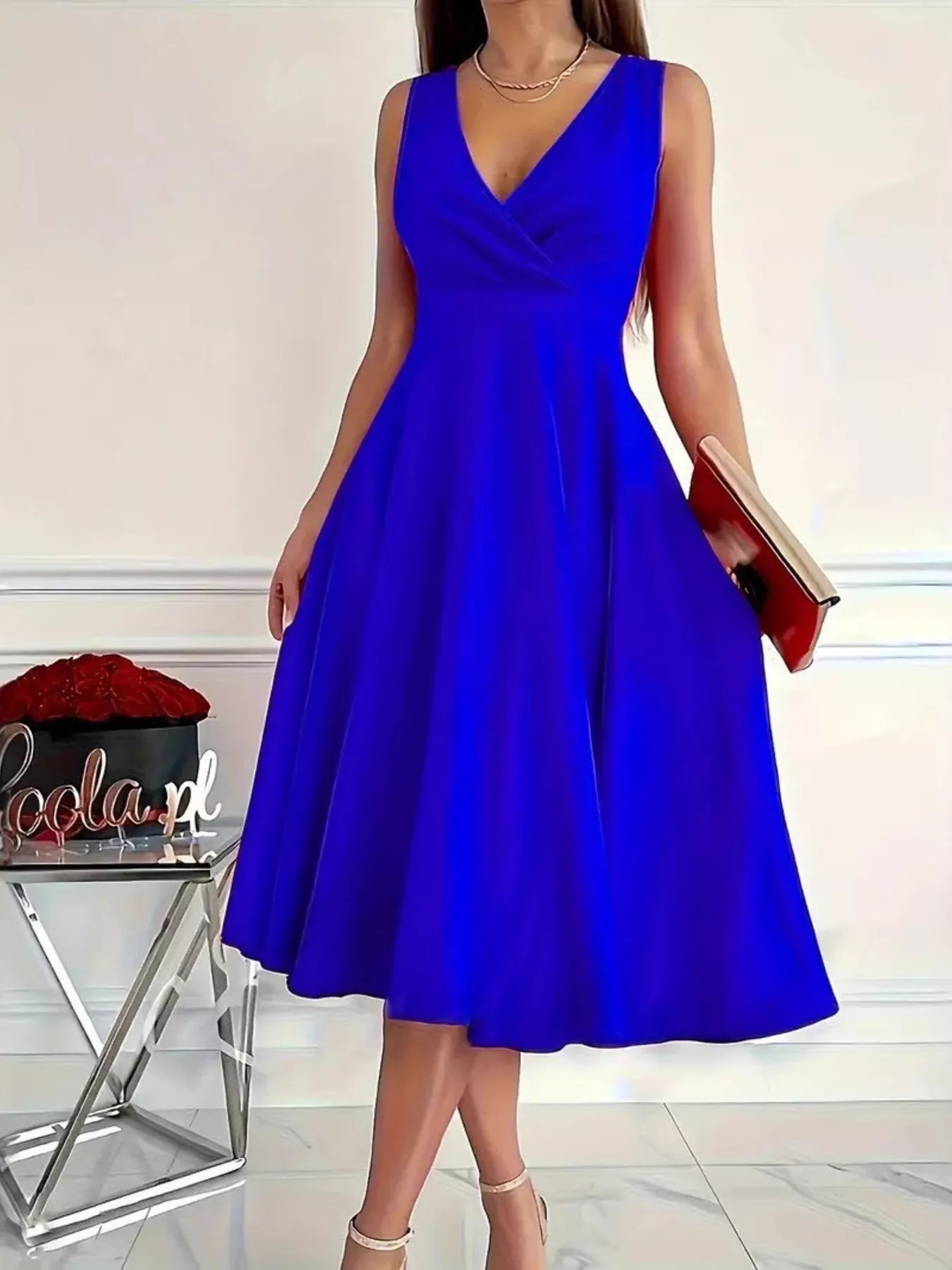 Sleeveless A-Line Midi Dress