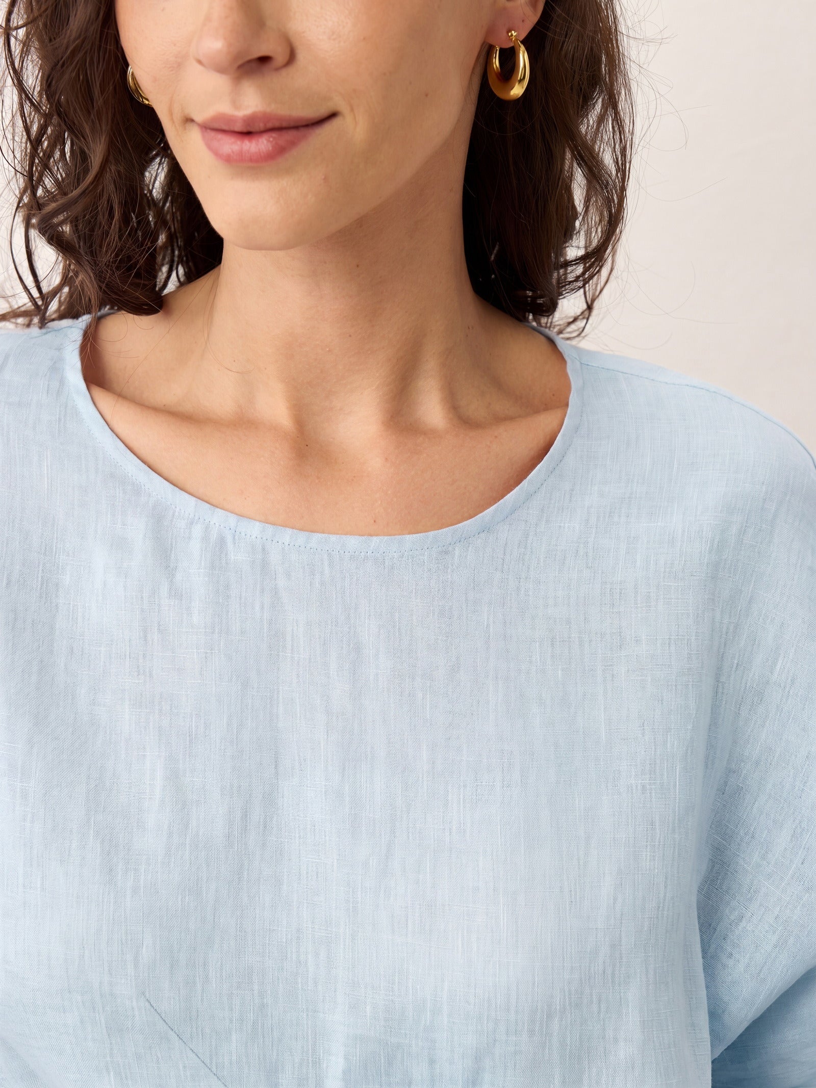 100% Linen Tie Front Drop Shoulder Top PAULA