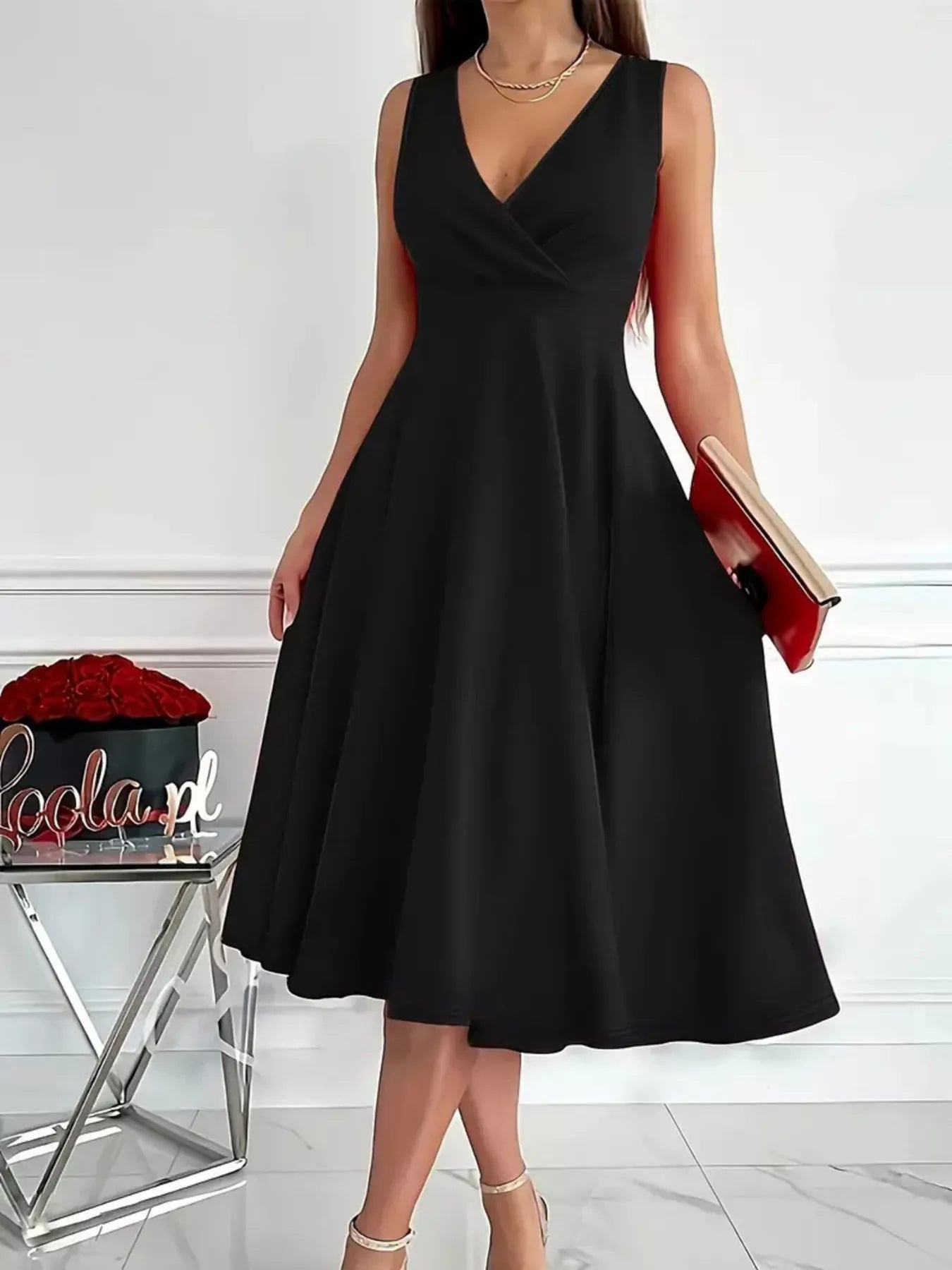 Sleeveless A-Line Midi Dress