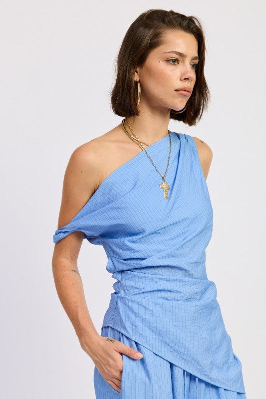 Elsie Striped Asymmetrical Tunic Top