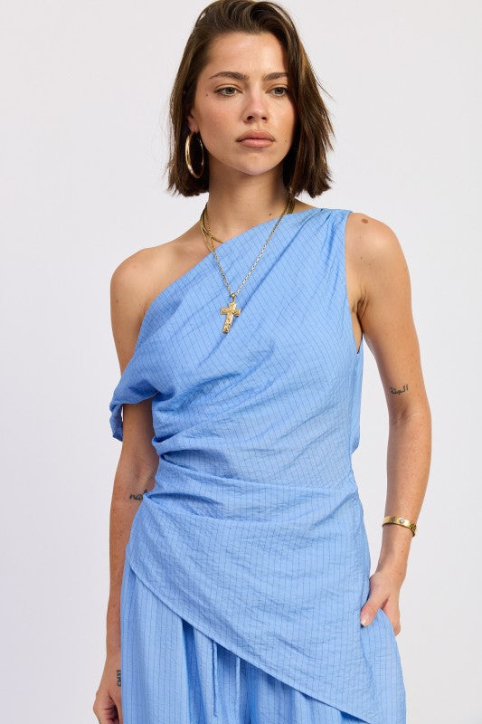 Elsie Striped Asymmetrical Tunic Top