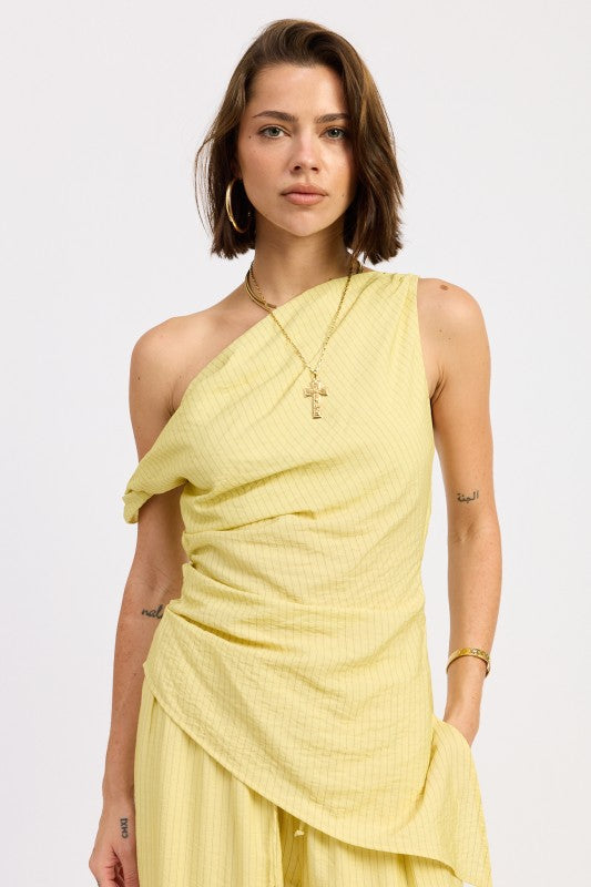 Elsie Striped Asymmetrical Tunic Top