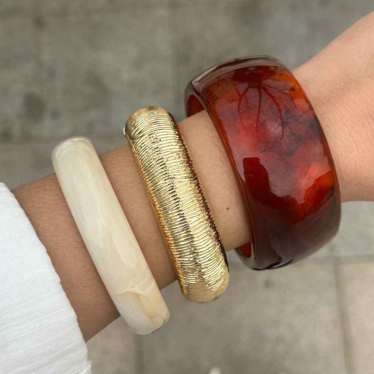 Amber Resin Bangle Stack Bracelet Set