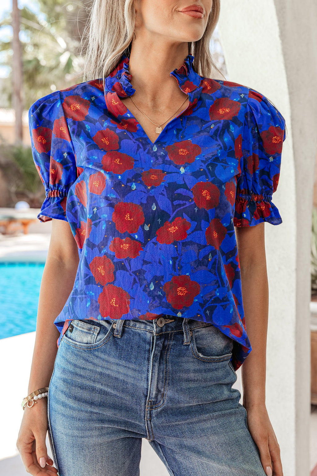Maeve Sleeve Frilled Floral Blouse