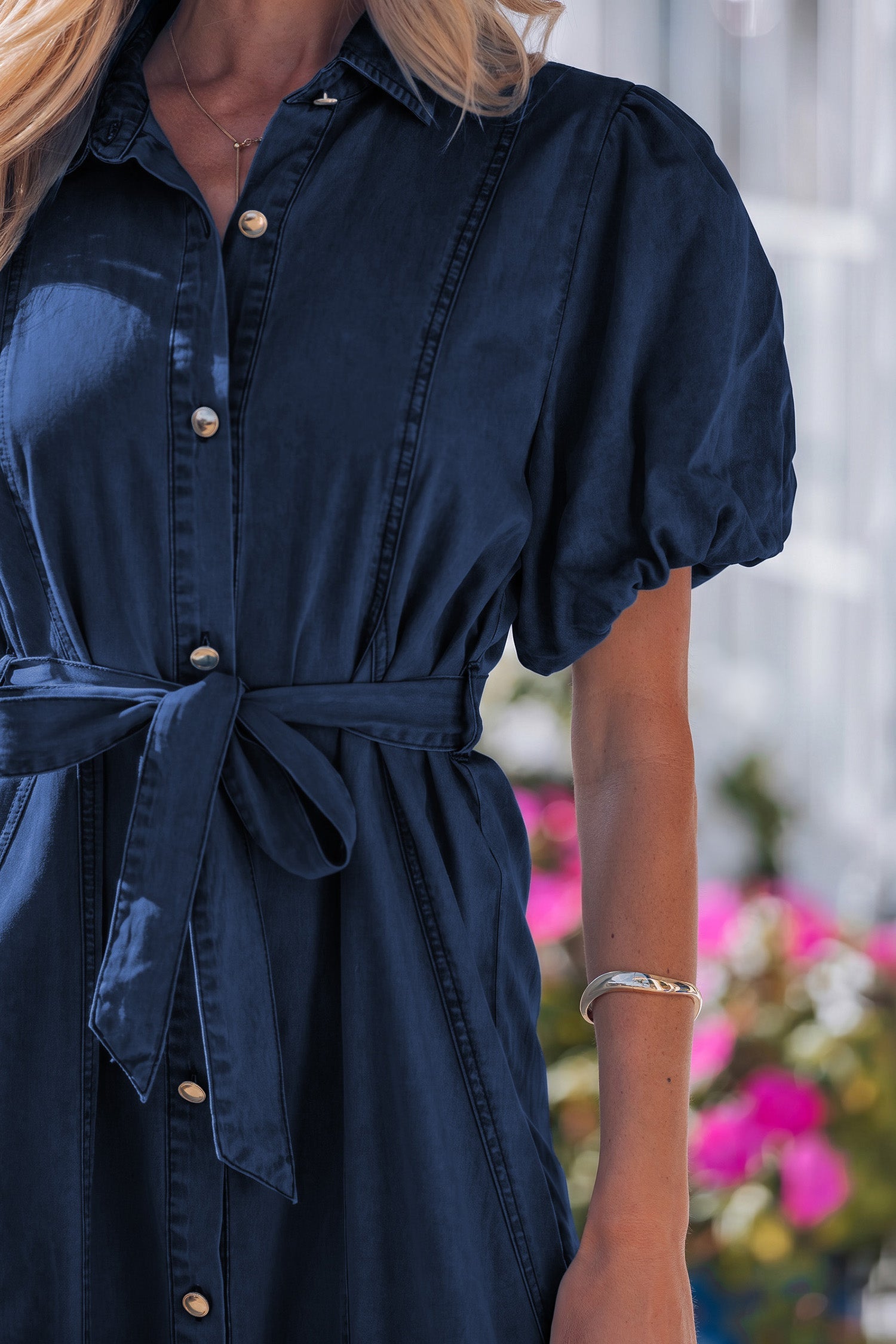 Makayla Bubble Sleeve Long Dress