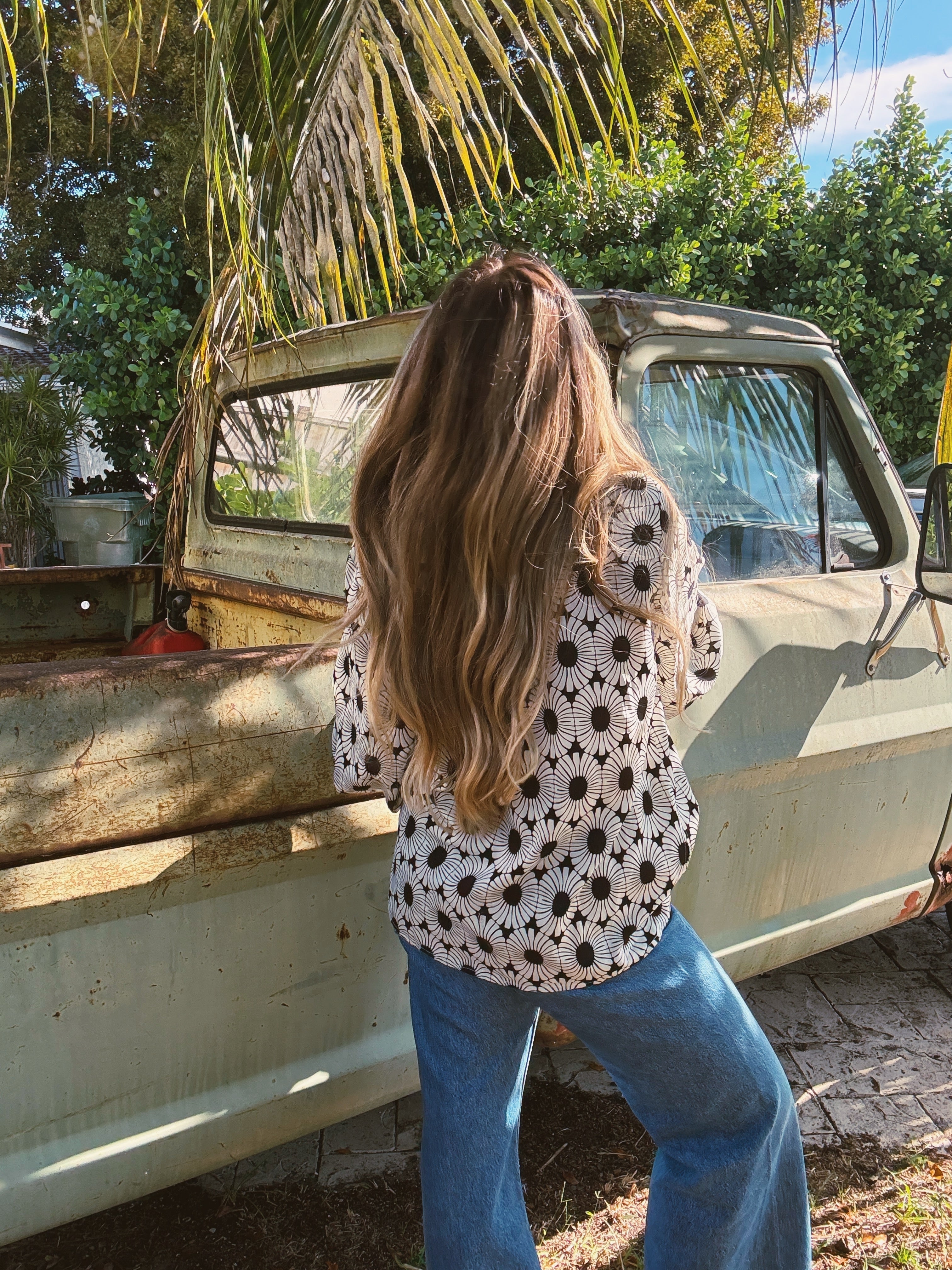 White Wedding Retro Floral Button Up Blouse