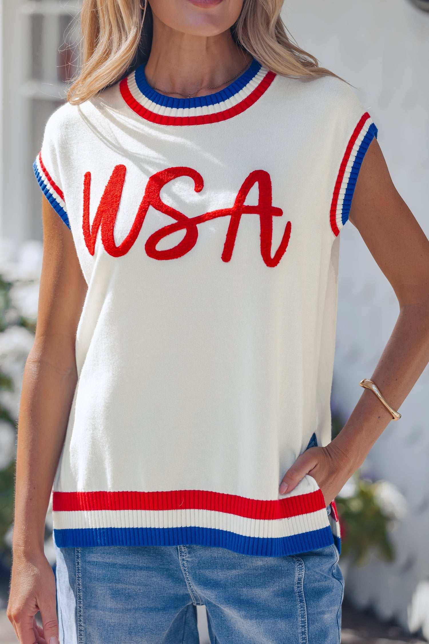 Peyton Trim Short Sleeve Sweater