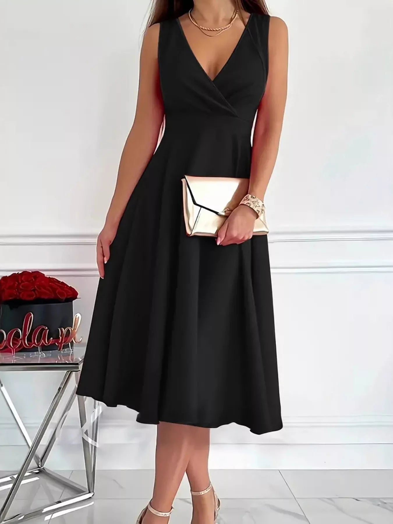 Sleeveless A-Line Midi Dress