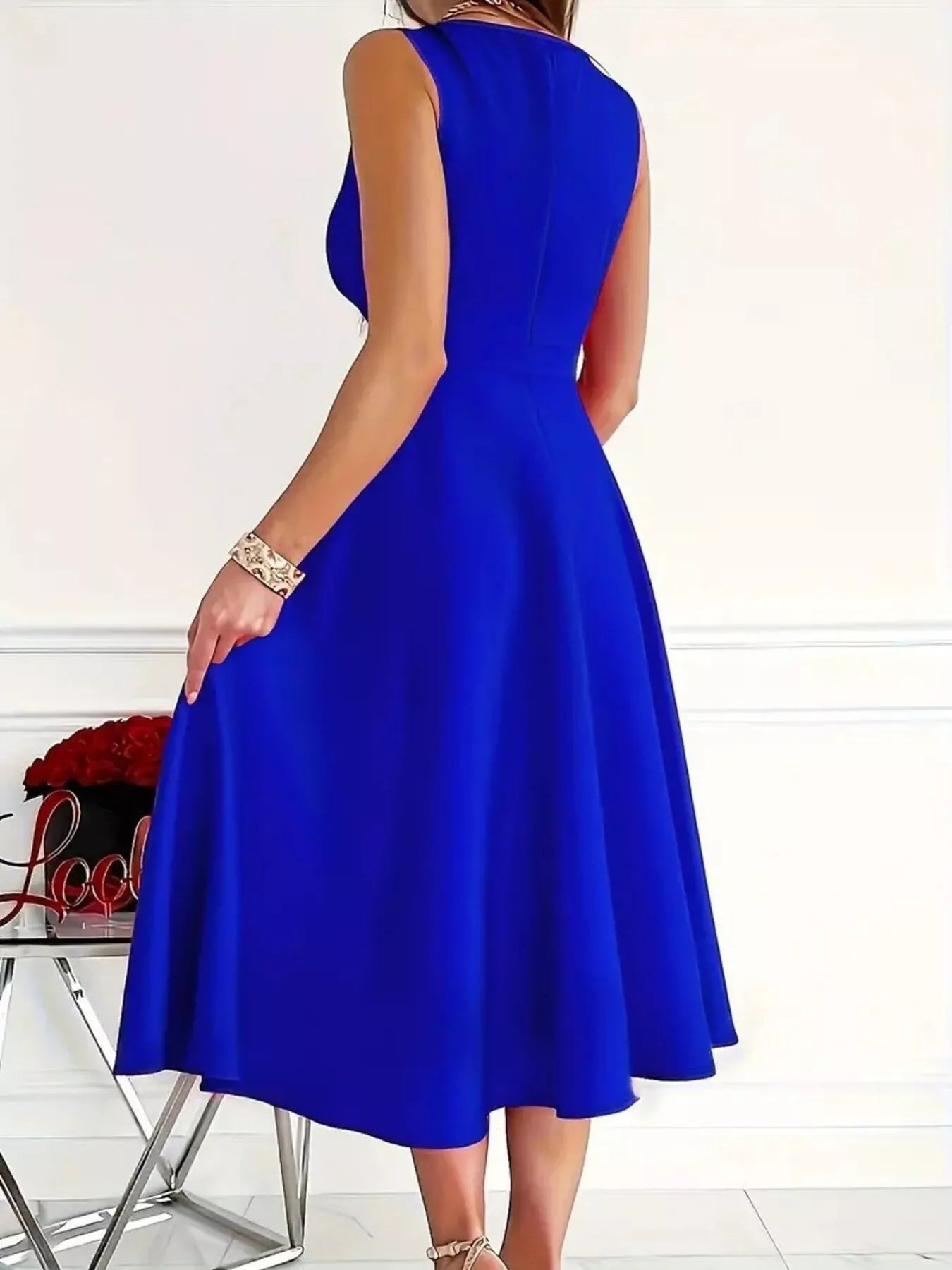 Sleeveless A-Line Midi Dress
