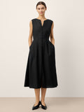 Linen-Lyocell V-Neck Sleeveless Midi Dress WILLOW