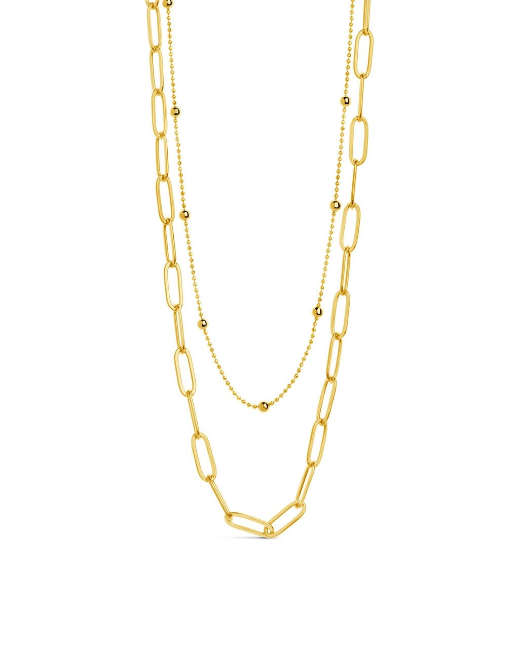 Leah Beaded & Paperclip Layered Chain Necklace