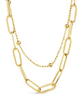 Leah Beaded & Paperclip Layered Chain Necklace