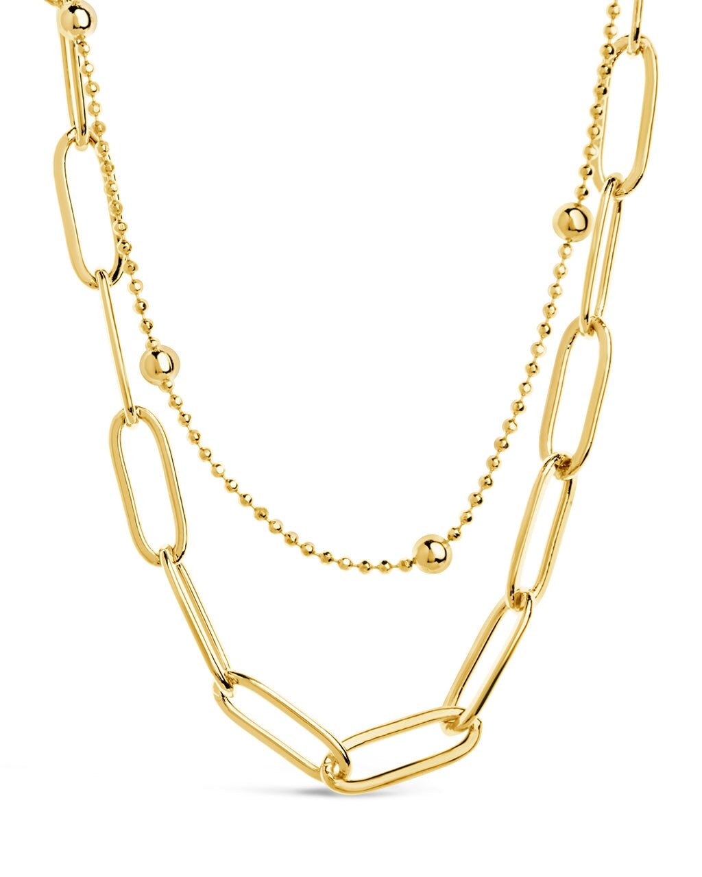 Leah Beaded & Paperclip Layered Chain Necklace
