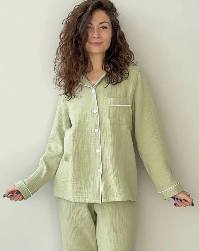 Couple's Pure Cotton Crepe Pajama Set