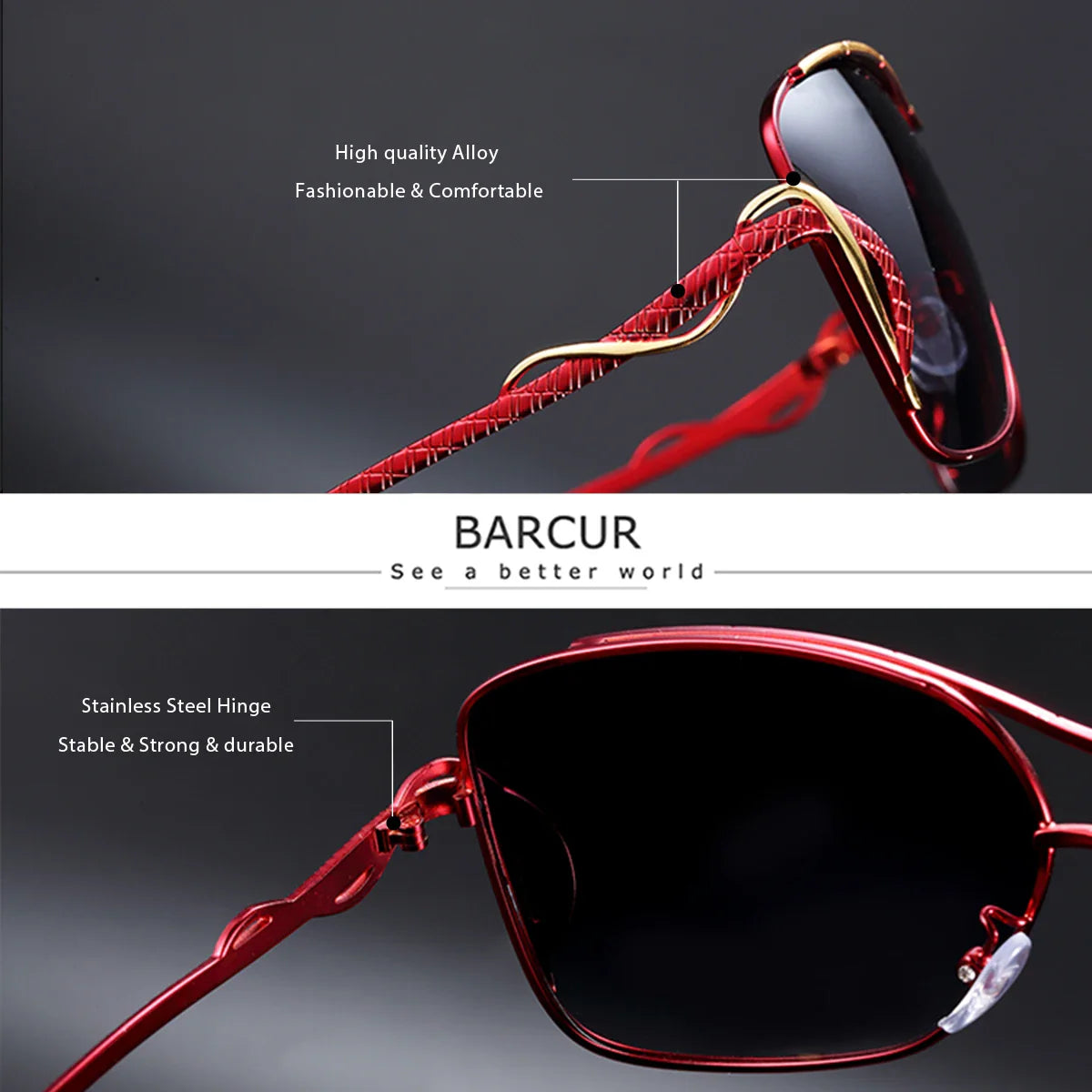 BARCUR Vintage Polarized Round Fashionable Women’s Sunglasses – Retro Fashion UV400 Stainless Steel Frame Stylish Party Apparel Accessories for Outdoor Travel & Oculos De Sol
