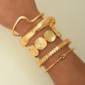 5Pcs/Set Punk Geometry Multilayer Bangles for Women Delicate Gold Color Metal Knot Cuff Bracelets Fashion Hip Hop Party Jewelry