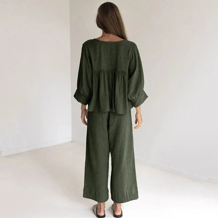 Women's 2-Piece Cotton Pajama Set V-Neck Sleepwear