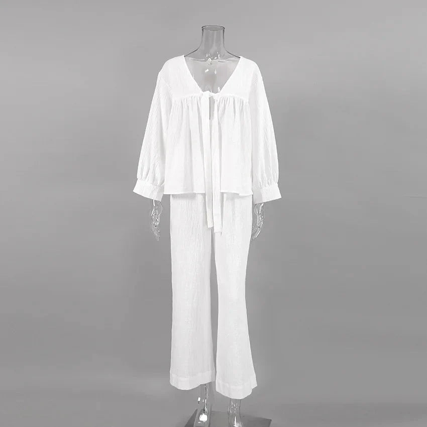 Women's 2-Piece Cotton Pajama Set V-Neck Sleepwear