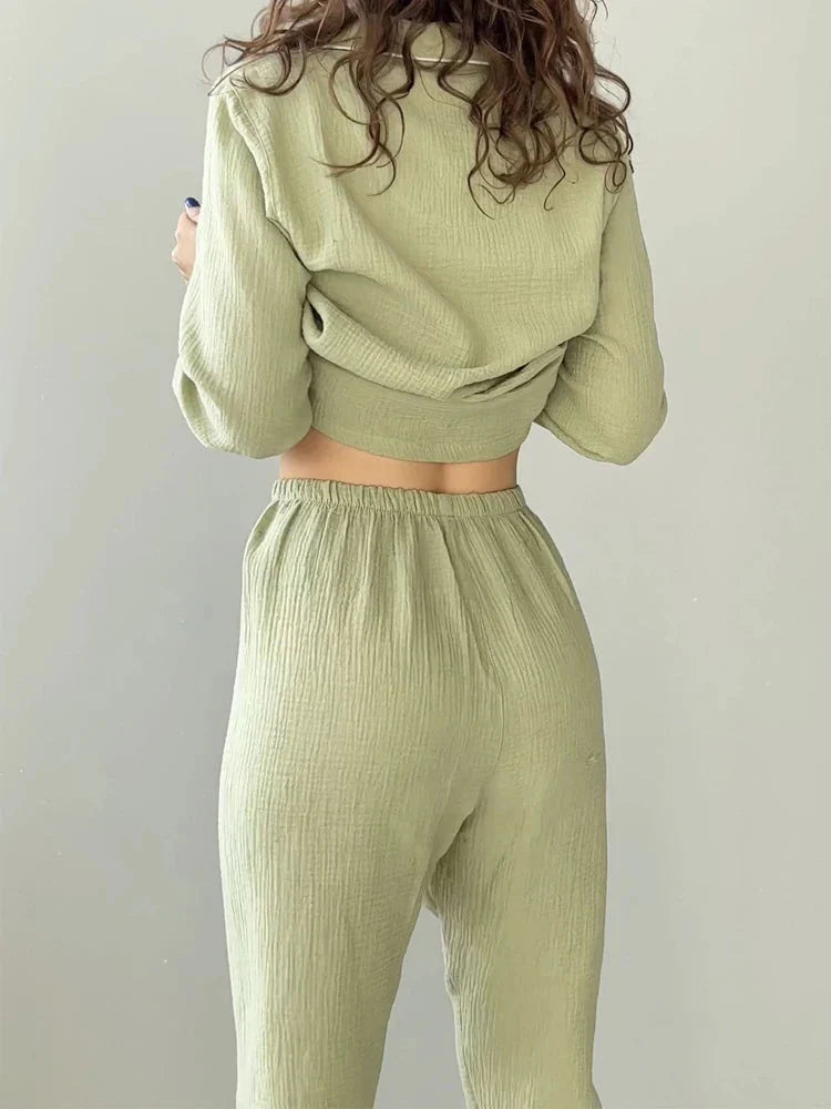 Couple's Pure Cotton Crepe Pajama Set