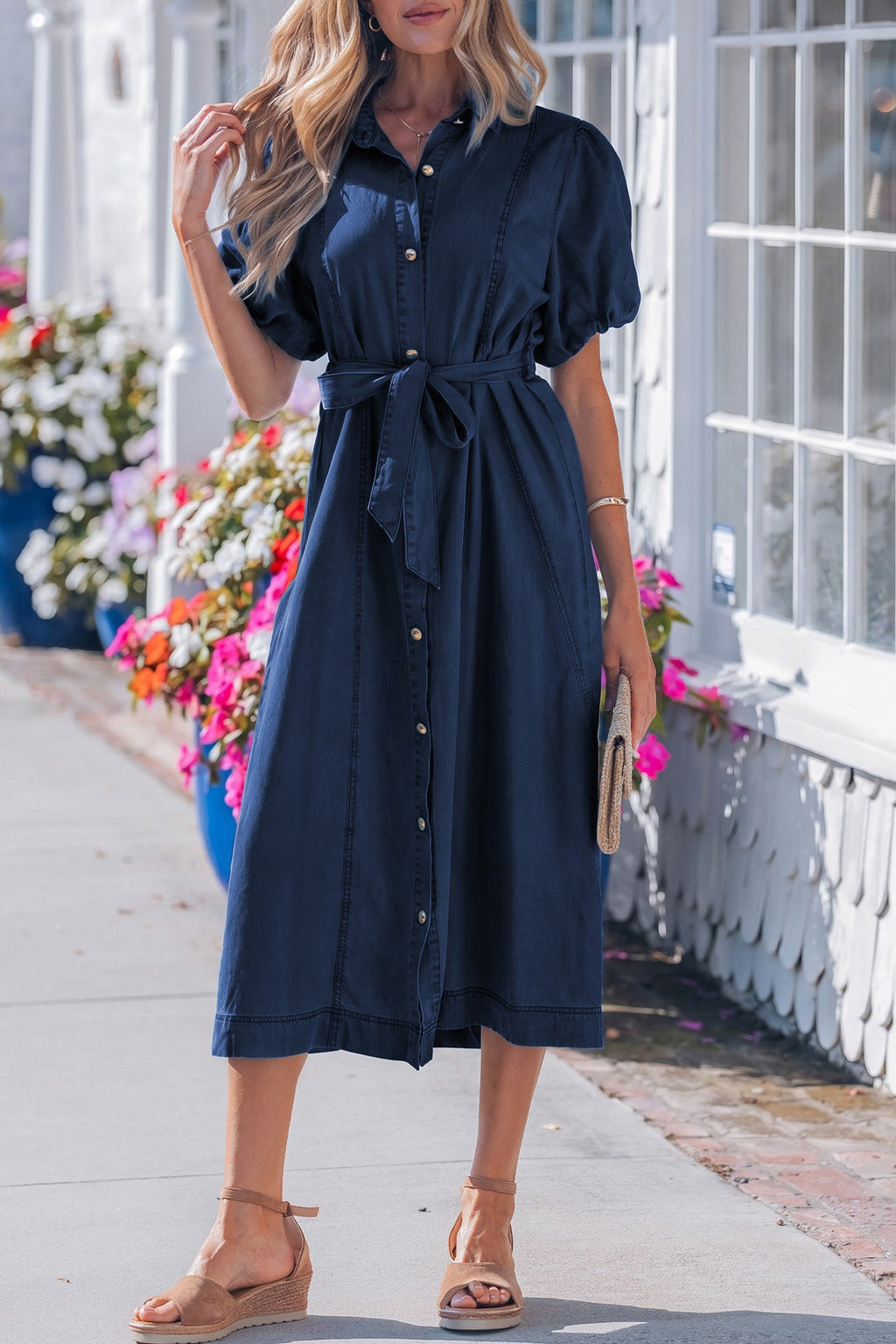Makayla Bubble Sleeve Long Dress