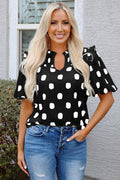 Nola Notched Balloon Sleeve Blouse