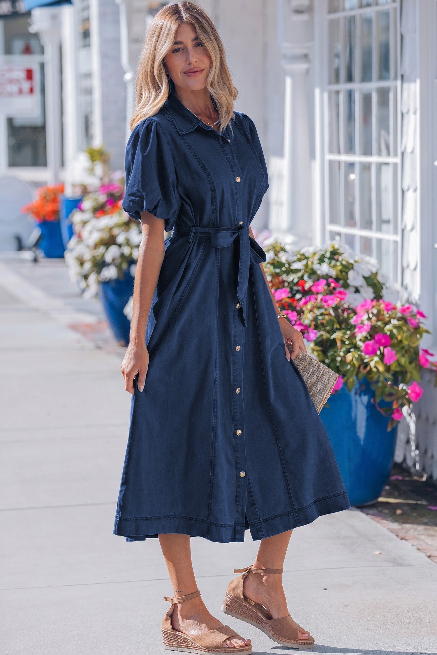 Makayla Bubble Sleeve Long Dress