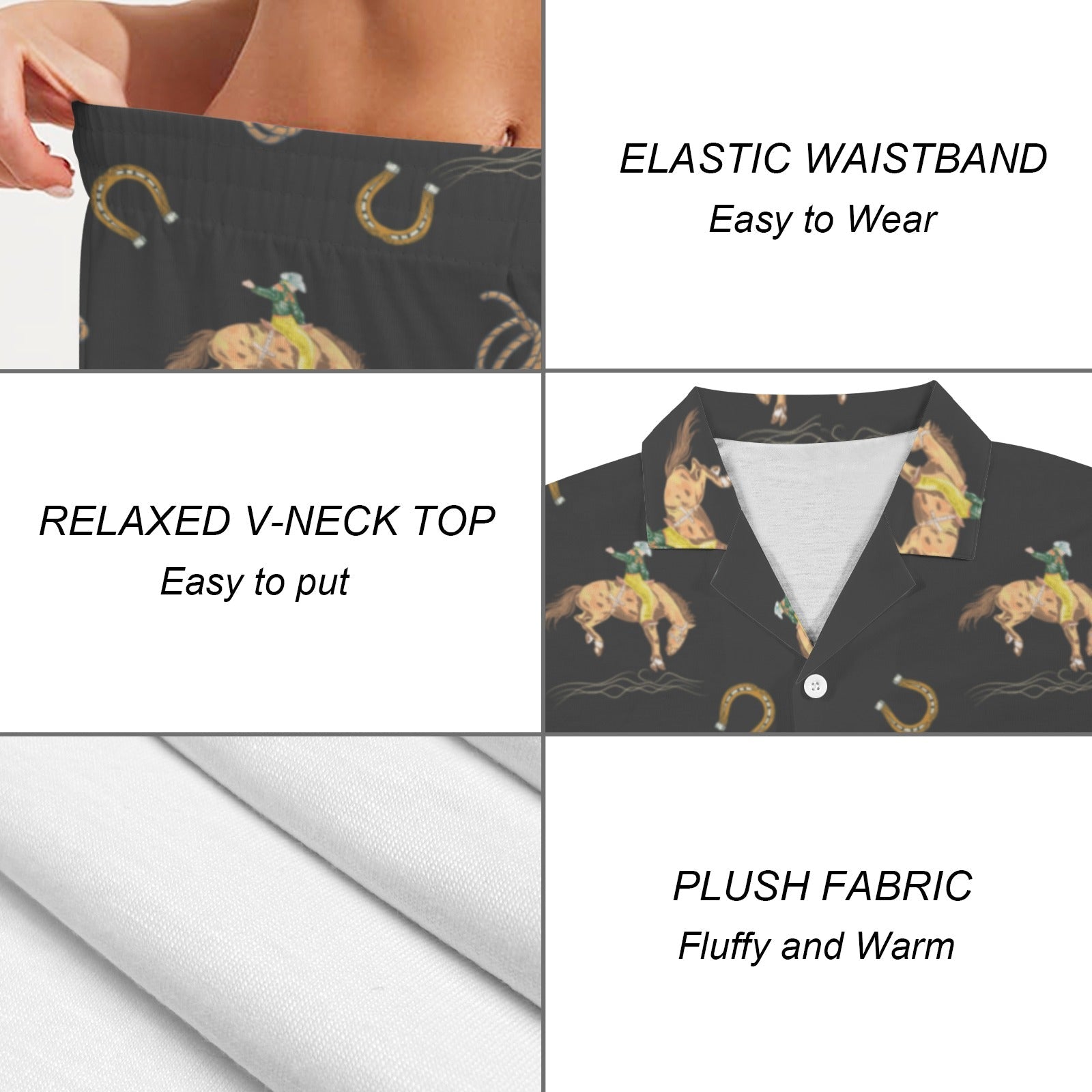 Baha Ranch Rodeo Cowboy Women's Western Short Pajama Set Made in America