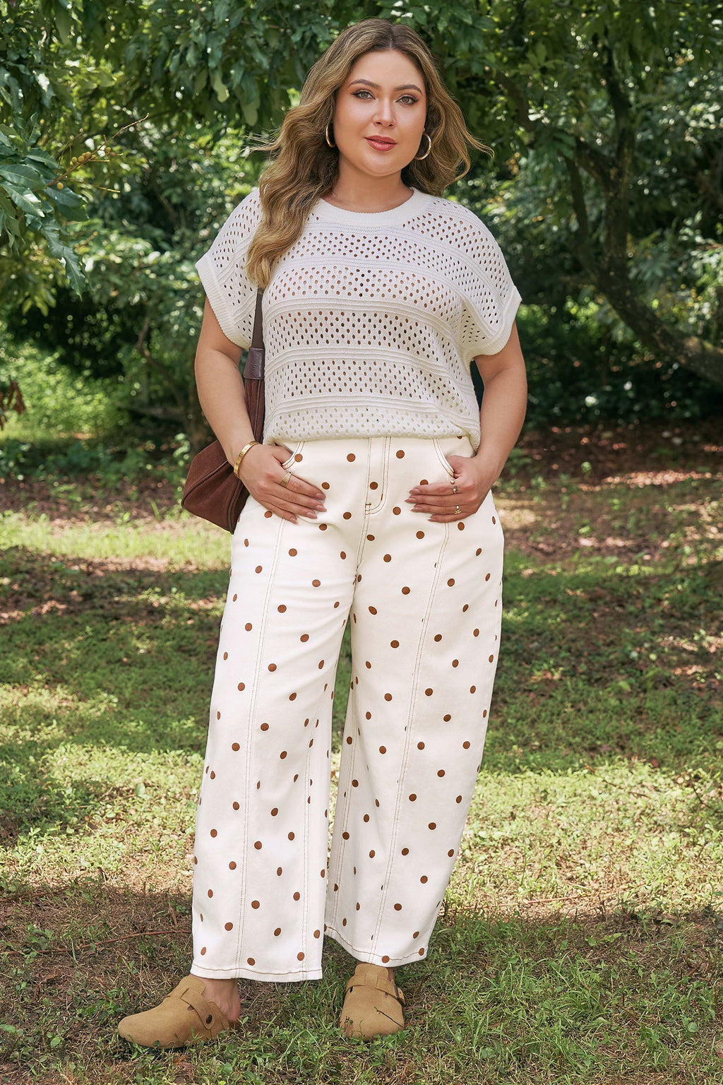 Monroe Dot Print Barrel PLUS Jeans