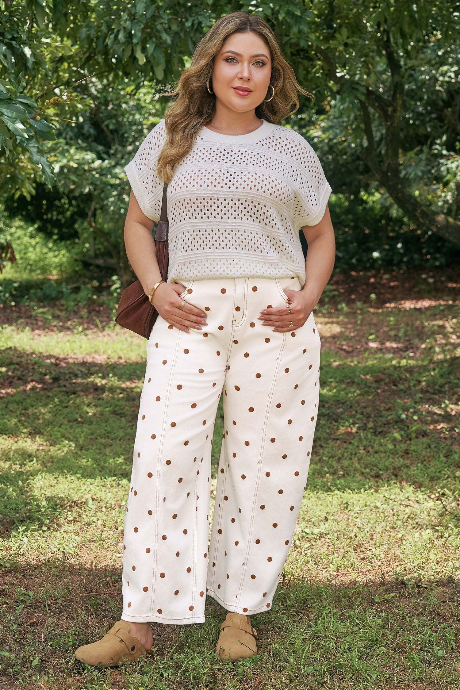 Monroe Dot Print Barrel PLUS Jeans