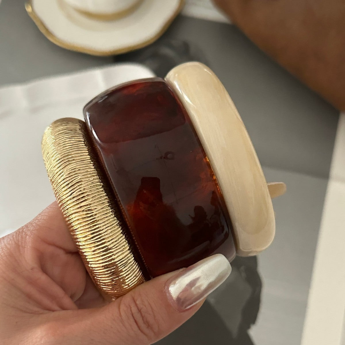 Amber Resin Bangle Stack Bracelet Set