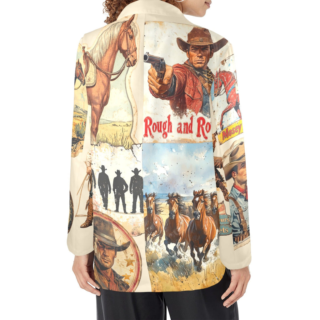 Baha Ranch Old West Cowboy Western Cowgirl Vintage Retro Women's Blazer