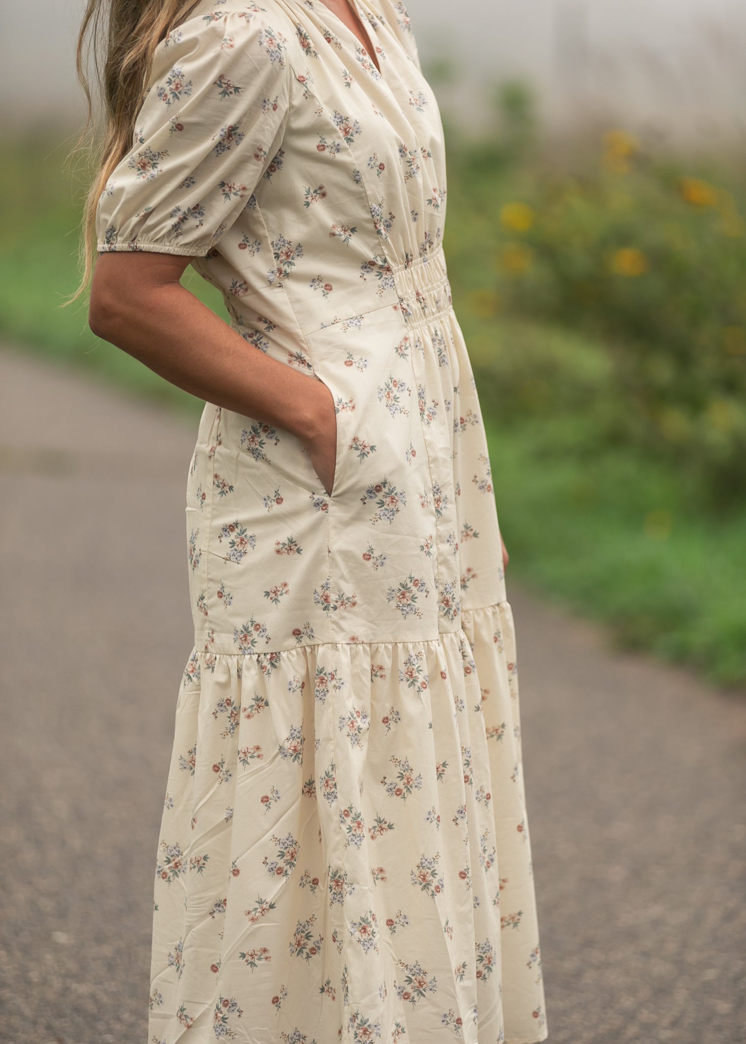 Katrina Half Sleeve Floral Midi Dress