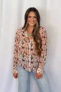 Painted Desert Chiffon Button Up Blouse