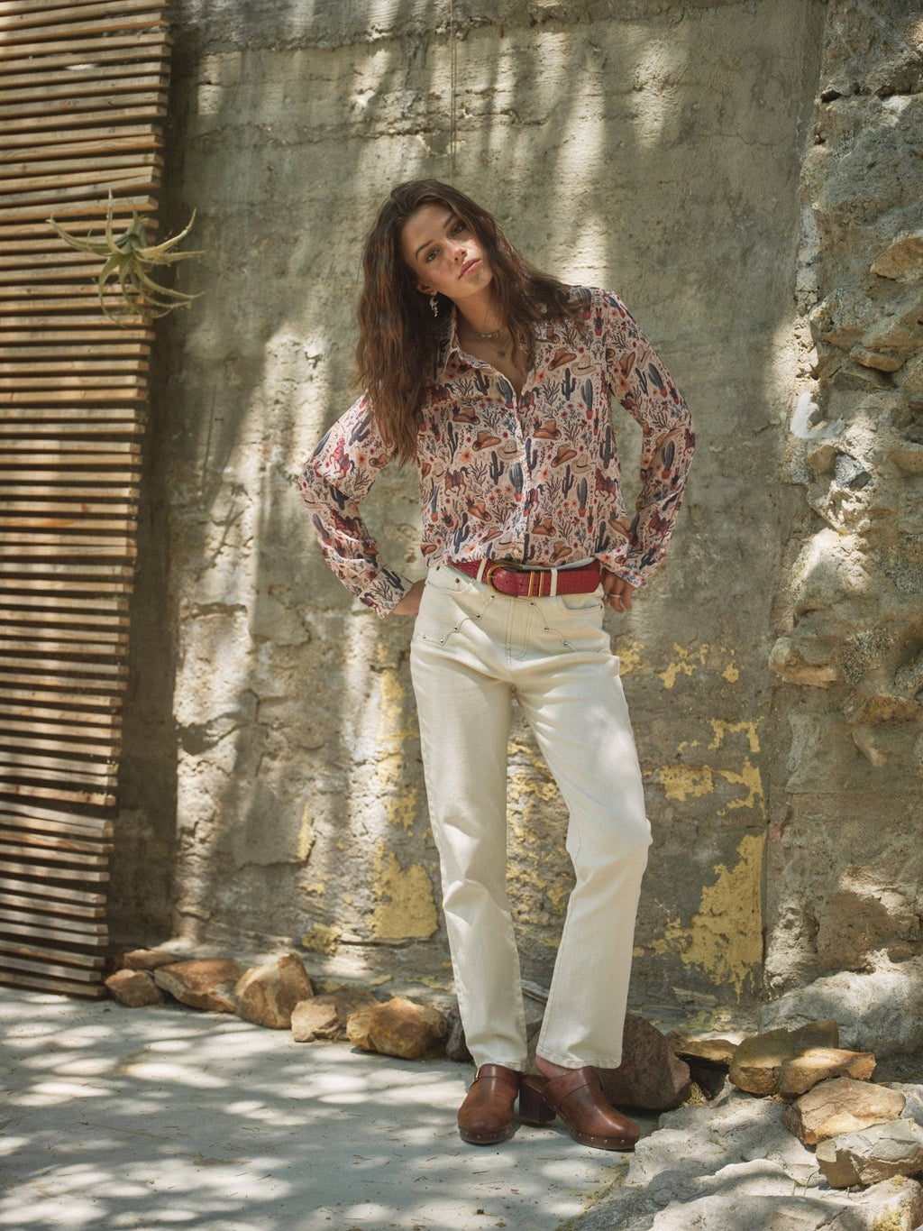 Painted Desert Chiffon Button Up Blouse