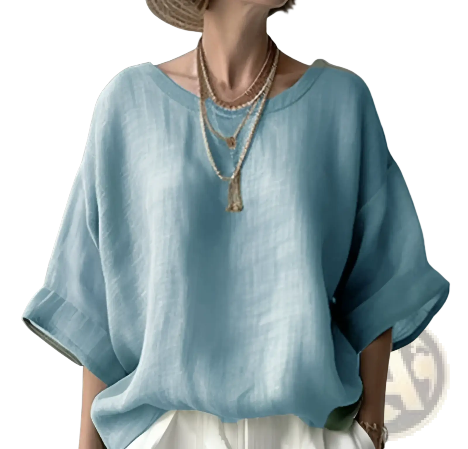 Women's Loose Linen Drop Shoulder Blouse