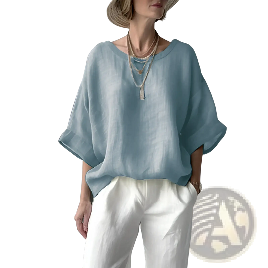 Women's Loose Linen Drop Shoulder Blouse