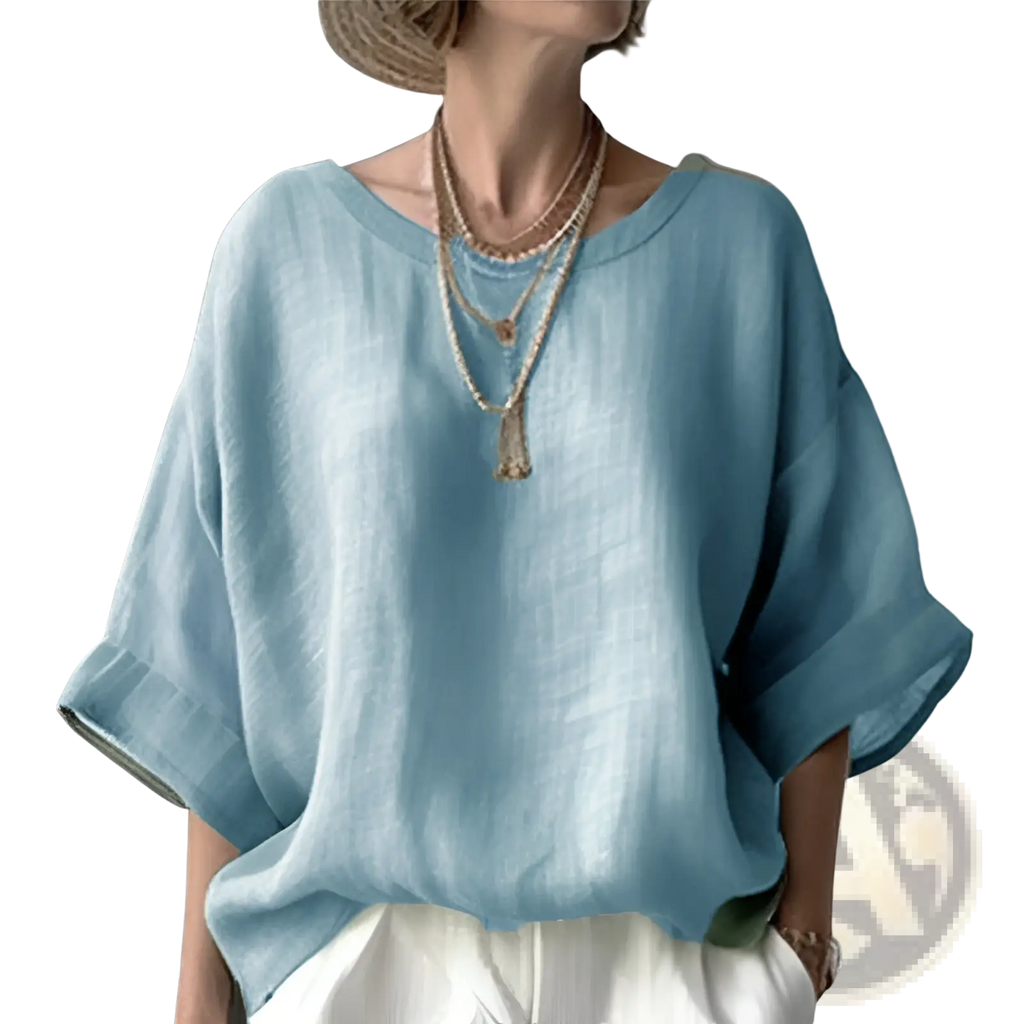 Women's Loose Linen Drop Shoulder Blouse