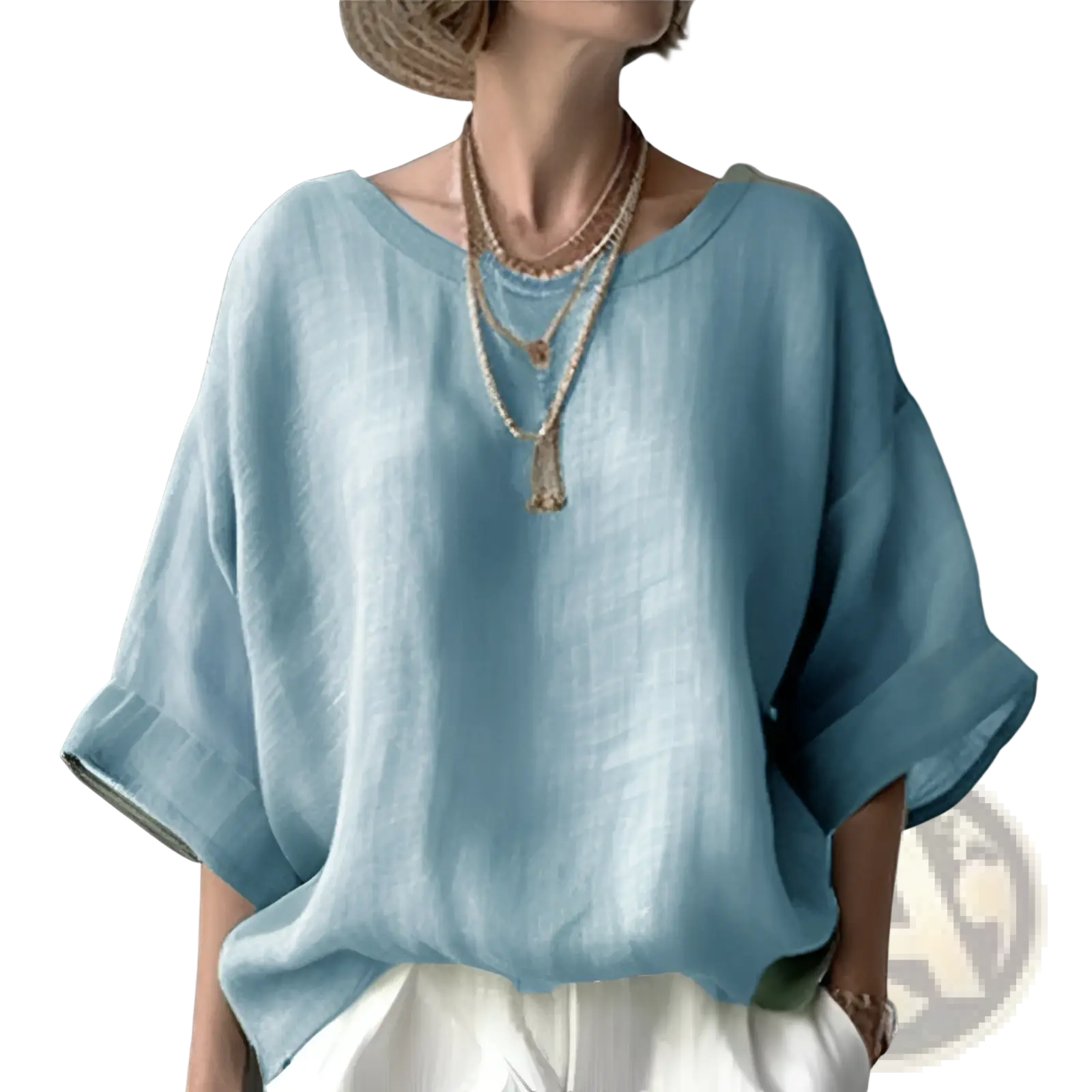 Women's Loose Linen Drop Shoulder Blouse