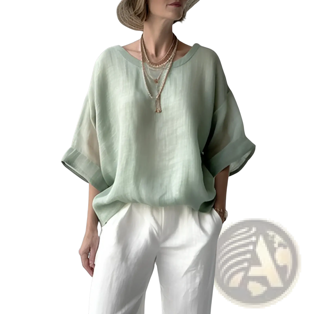 Women's Loose Linen Drop Shoulder Blouse