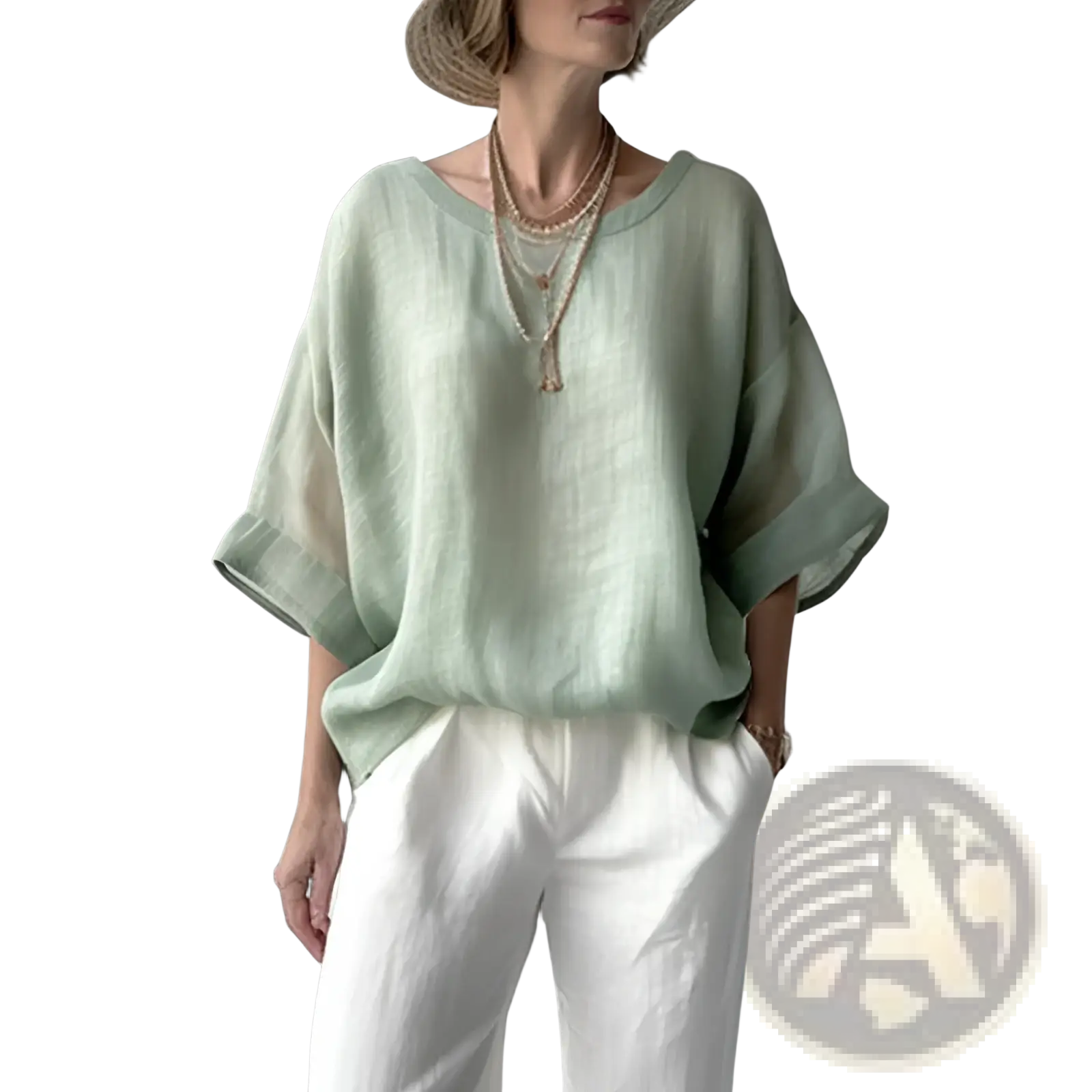 Women's Loose Linen Drop Shoulder Blouse