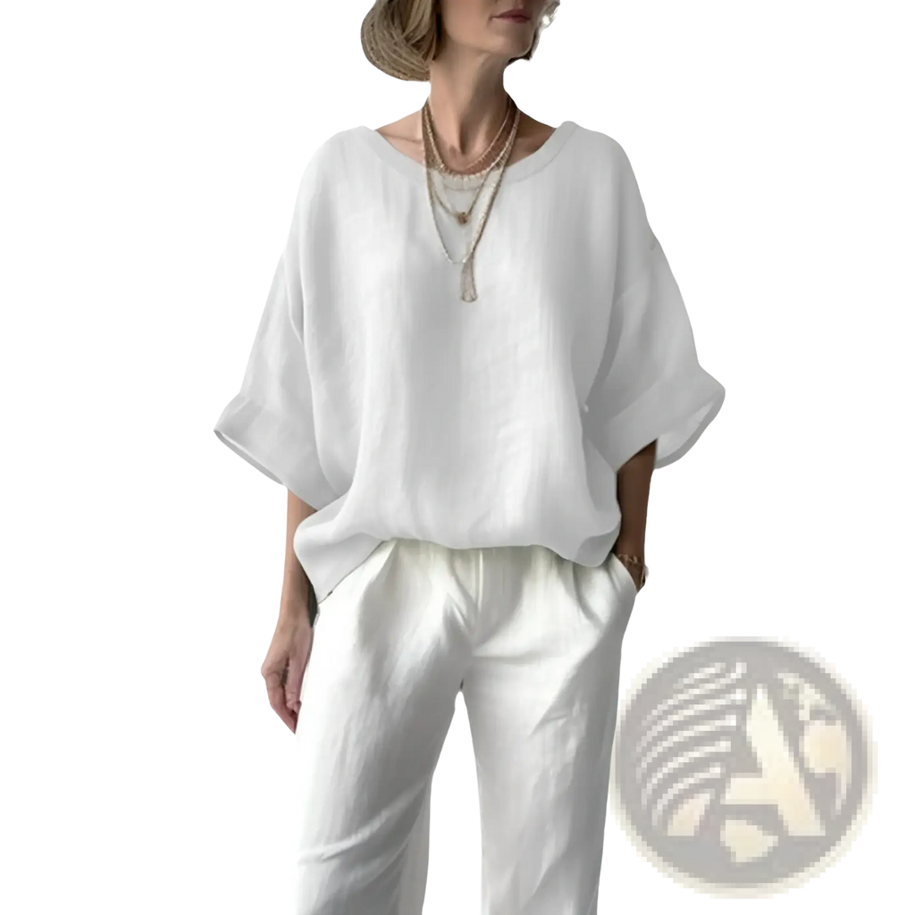 Women's Loose Linen Drop Shoulder Blouse