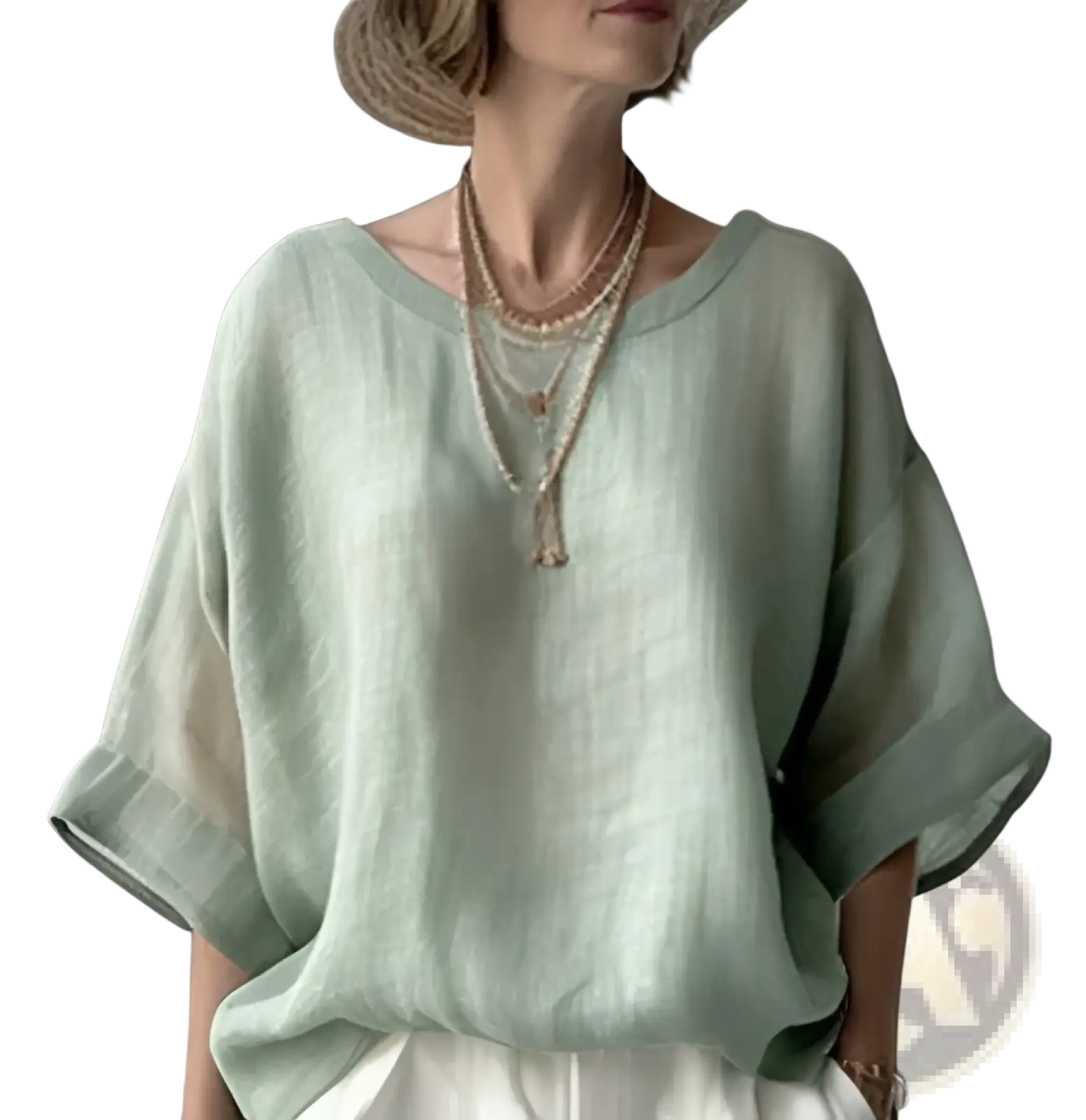 Women's Loose Linen Drop Shoulder Blouse