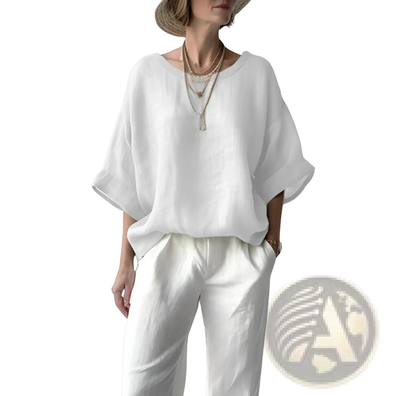 Women's Loose Linen Drop Shoulder Blouse